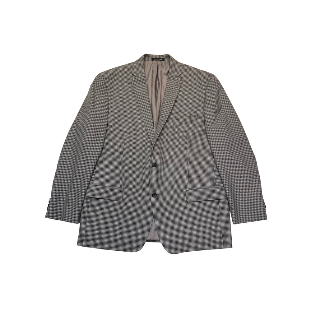 Michael Kors Men's Sport Coat Navy Gray Micro Check 2-Button Blazer 46R